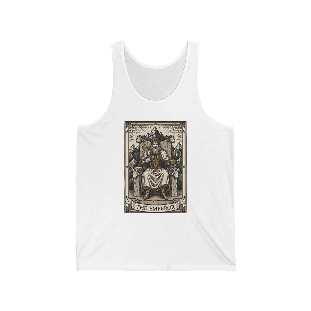 The Emperor Tarot Card Tank Top - Soft Ringspun Cotton Jersey - Unisex White