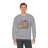 Egyptian Cat Scales Graphic Sweatshirt - Heavy Blend Fleece Crewneck - Unisex White