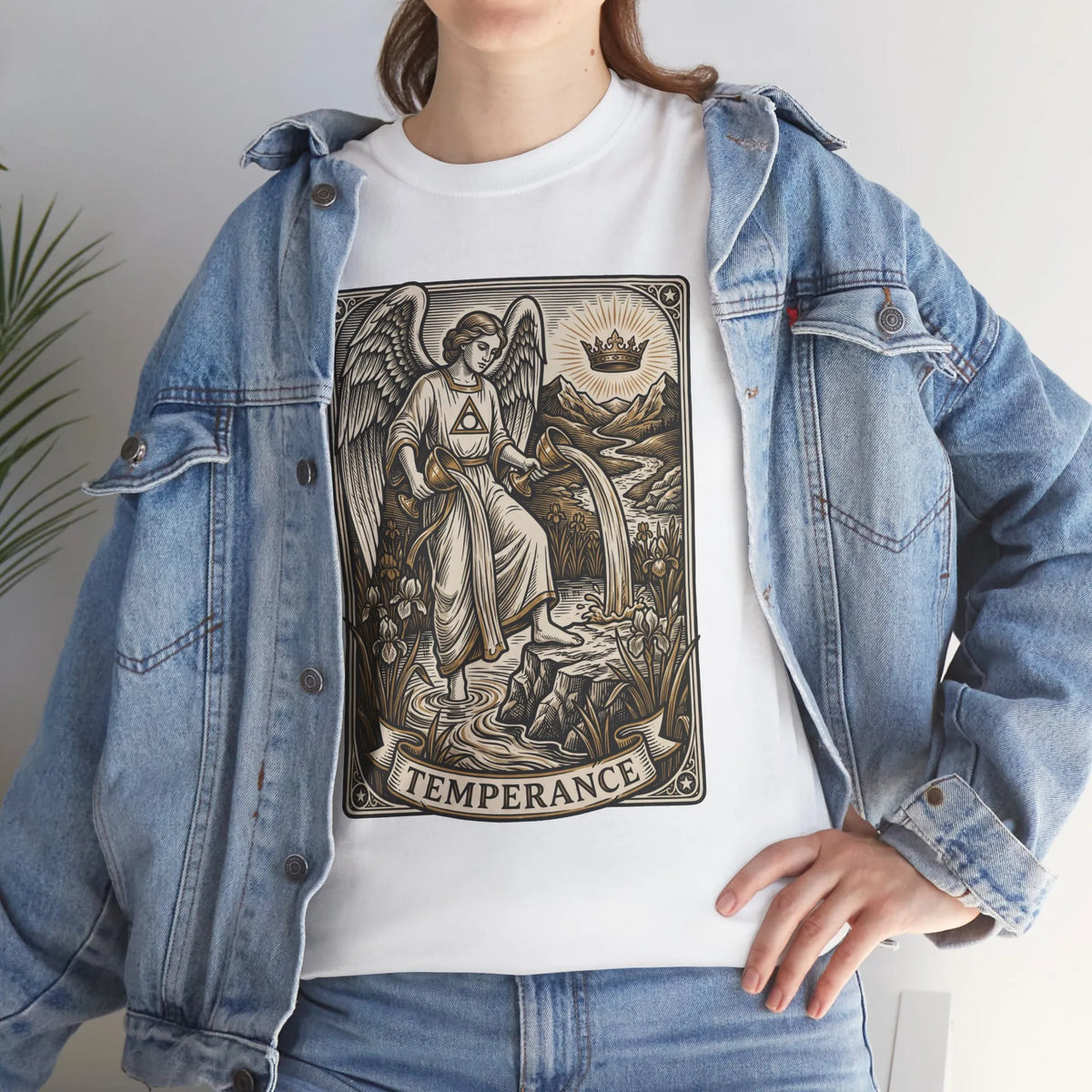 Temperance Angel Tarot Card T-Shirt - Heavy Cotton Classic Fit Tee - Unisex White