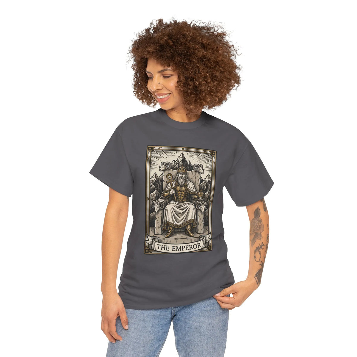 The Emperor Tarot Card T-Shirt - Heavy Cotton Classic Fit - Unisex White