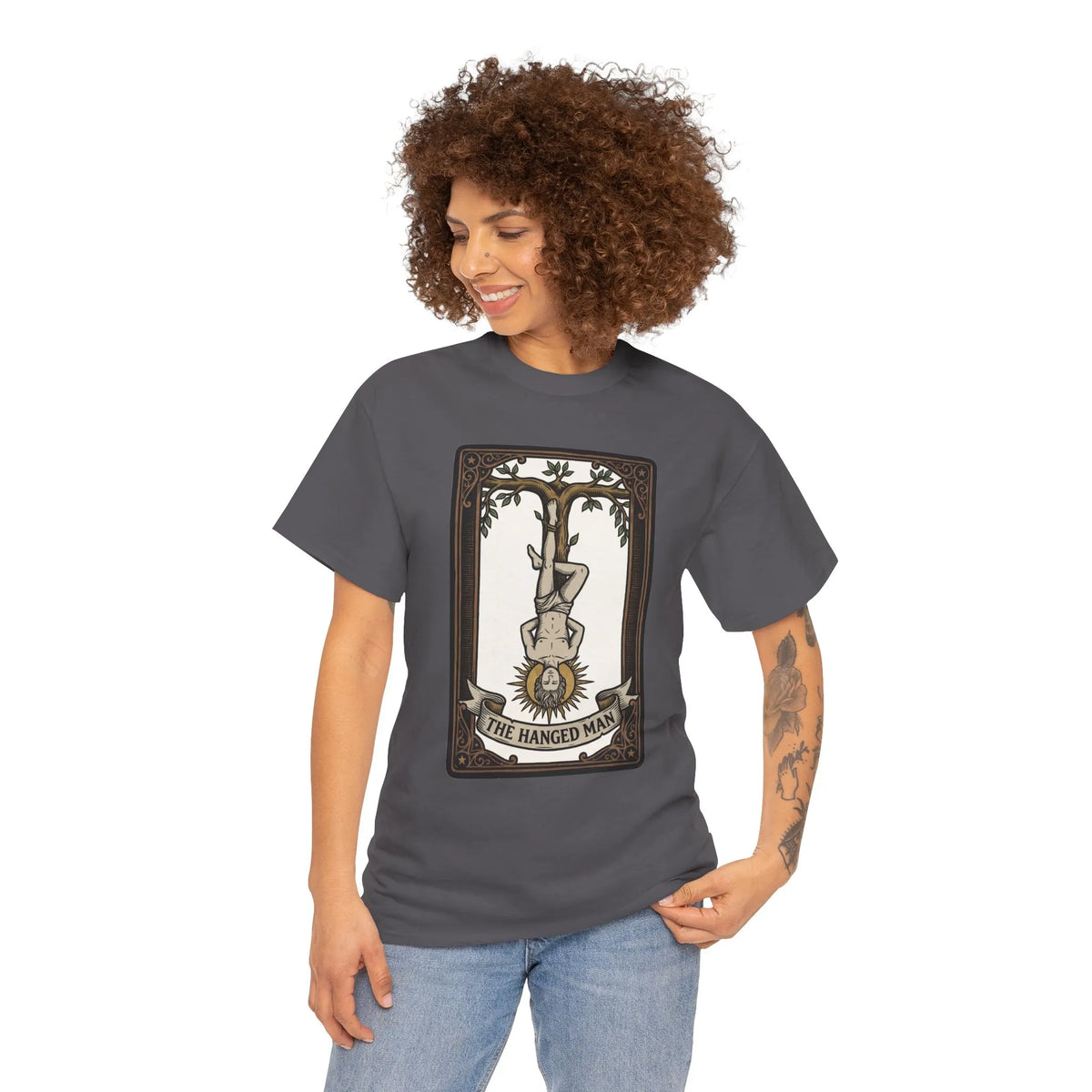 The Hanged Man Tarot Card T-Shirt - Heavy Cotton Classic Fit Tee - Unisex White