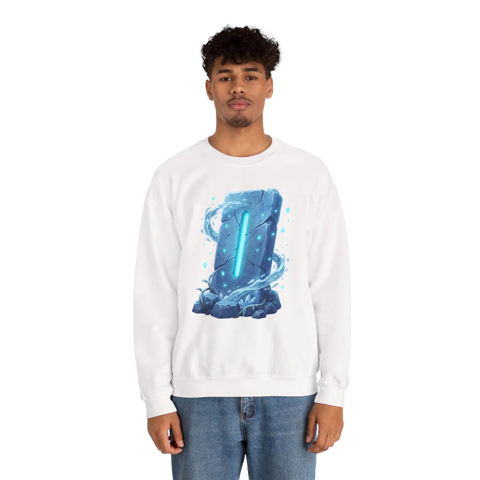 Isa Rune Ice Glacier Sweatshirt - Heavy Blend Fleece Crewneck - Unisex White