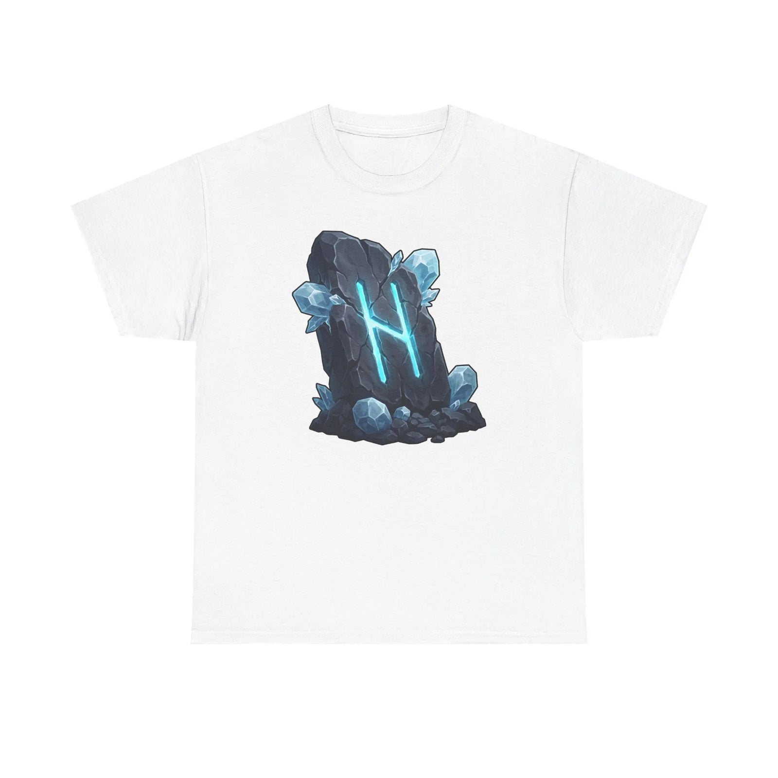Hagalaz Rune Stone Graphic T-Shirt - Heavyweight Cotton Classic Fit - Unisex White