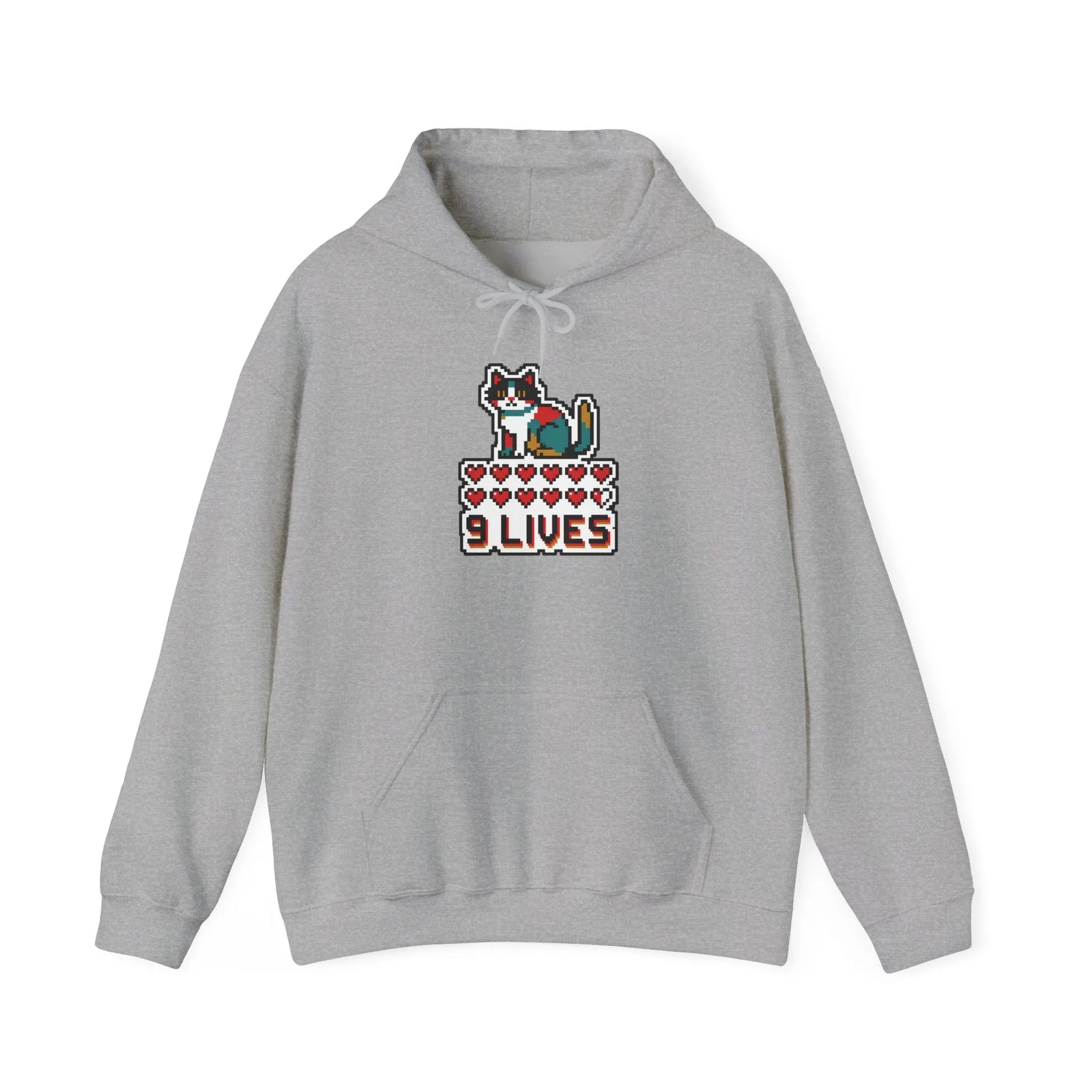 8-Bit Pixel Gaming Cats Hoodie - Heavy Blend Cotton Blend Fleece Pullover - Unisex White