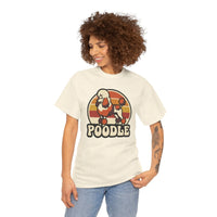 Poodle Retro 70s Sunset T-Shirt - Heavy Cotton Classic Fit Tee - Unisex White