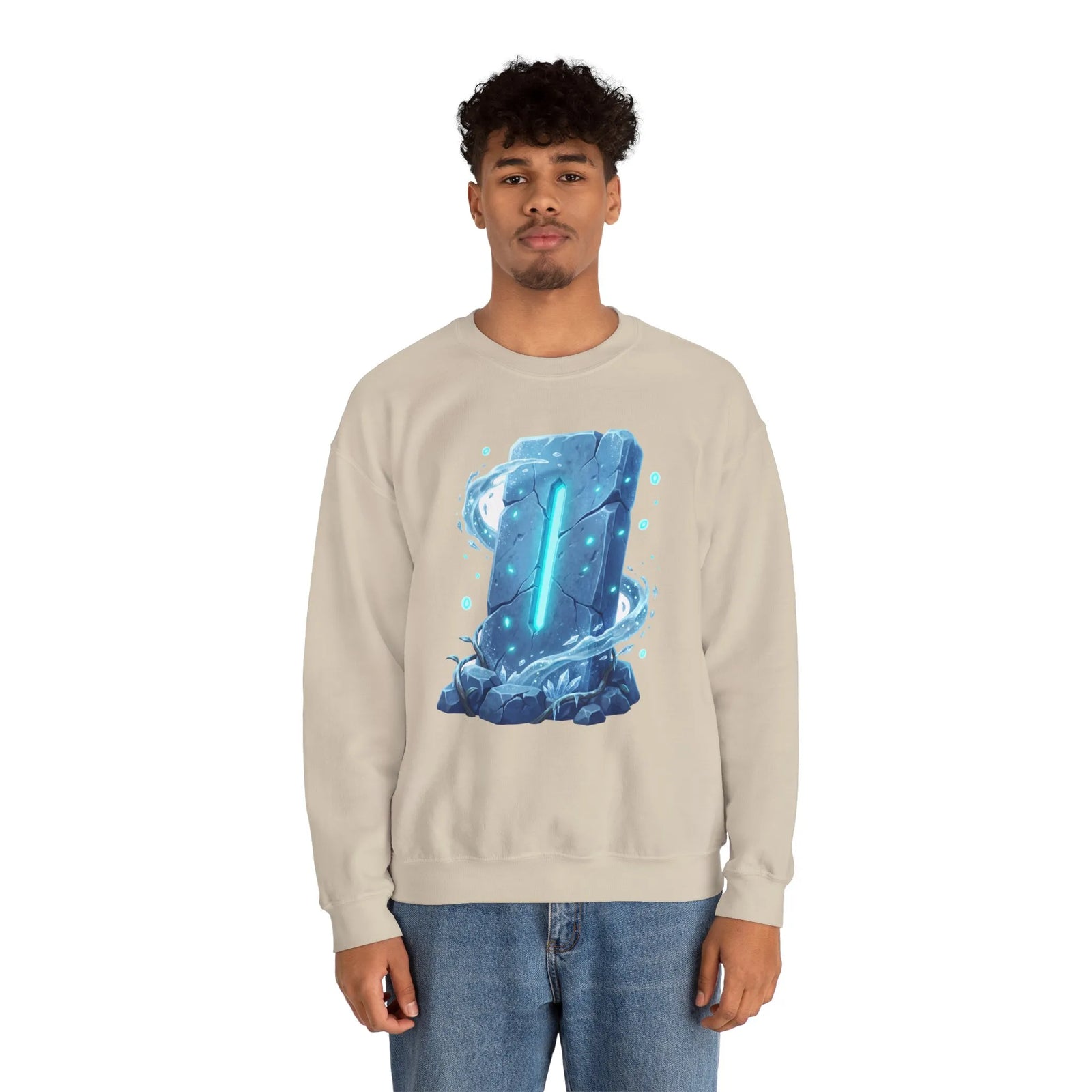 Isa Rune Ice Glacier Sweatshirt - Heavy Blend Fleece Crewneck - Unisex White