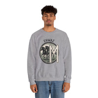 Ehwaz Divine Twins Horse Sweatshirt - Heavy Blend Cotton Blend Crewneck - Unisex White