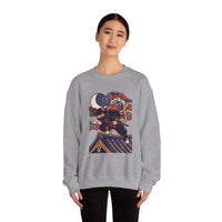 Ninja Cat Ukiyo-e Samurai Sweatshirt - Soft Heavyweight Fleece Crewneck - Unisex White