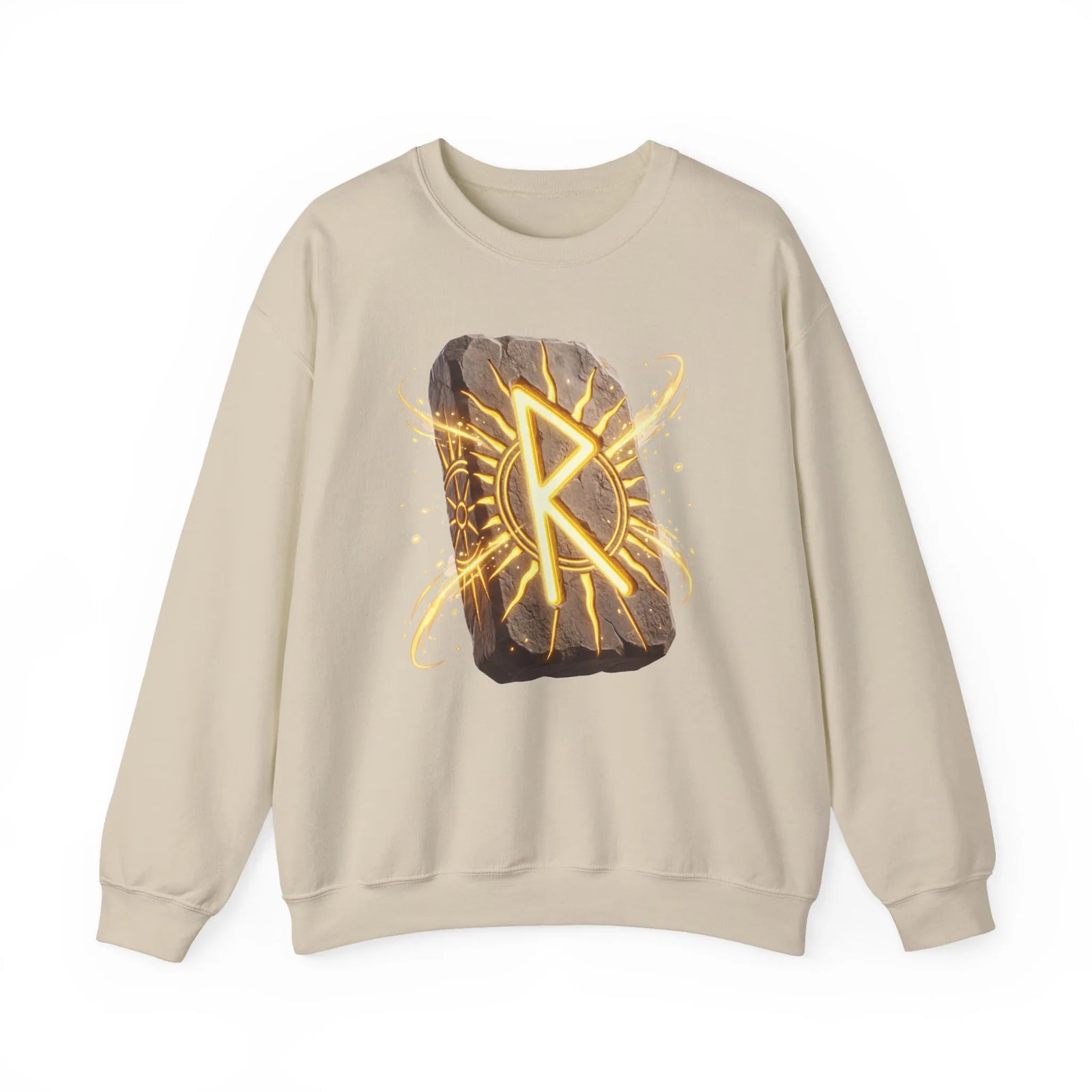 Raido Rune Journey Wheel Sweatshirt - Heavy Blend Classic Crewneck - Unisex White