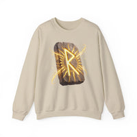 Raido Rune Journey Wheel Sweatshirt - Heavy Blend Classic Crewneck - Unisex White