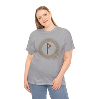 Wunjo Rune Norse Knotwork T-Shirt - Heavy Cotton Classic Fit Tee - Unisex White