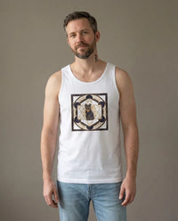 Metatron's Cat Sacred Geometry Tank Top - Lightweight Combed Cotton Jersey - Unisex White