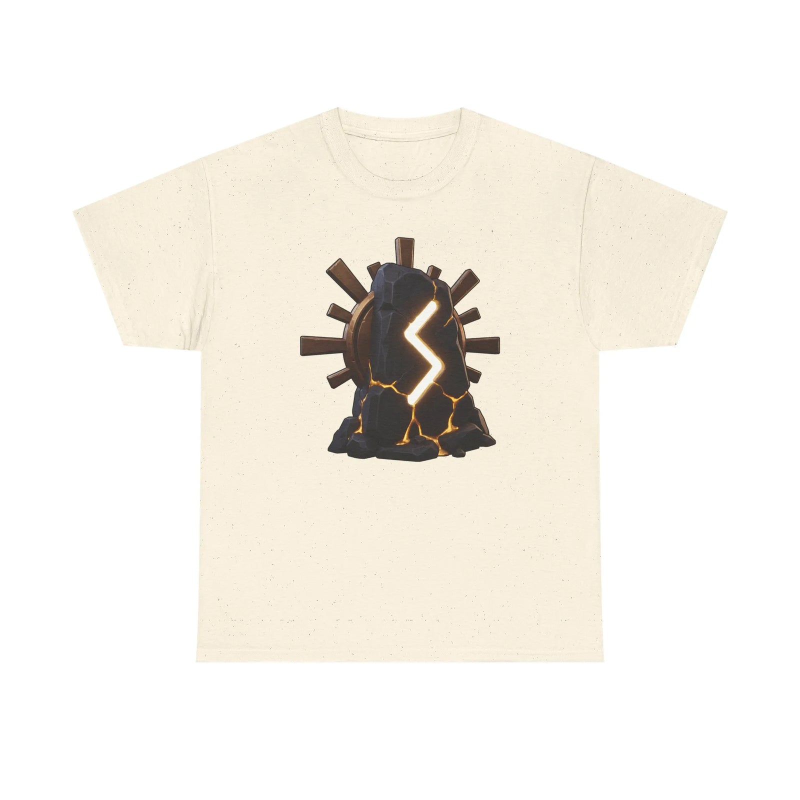 Sowulo Sun Ray Rune Graphic T-Shirt - Heavy Cotton Classic Fit Crewneck - Unisex White