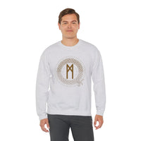 Mannaz Rune Celtic Knot Sweatshirt - Classic Fit Heavy Blend Crewneck - Unisex White