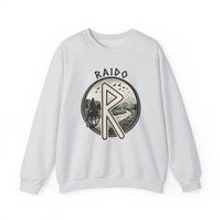 Raido Rune Journey Sweatshirt - Heavy Blend Classic Fit Crewneck - Unisex White