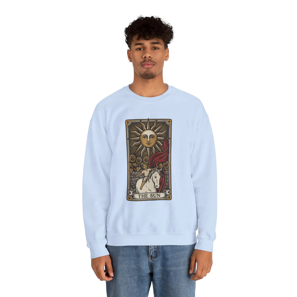 The Sun Tarot Card Sweatshirt - Heavy Blend Fleece Crewneck - Unisex White