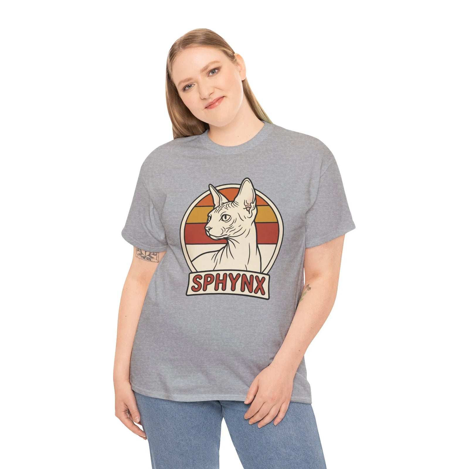 Sphynx Retro 70s Sunset Graphic T-Shirt - Heavy Cotton Classic Fit Tee - Unisex Off White