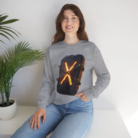 Gebo Rune Stone Graphic Sweatshirt - Medium Heavy Fleece Crewneck - Unisex White