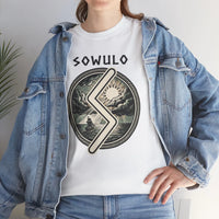 Sowulo Rune Sun & Sea Graphic T-Shirt - Heavy Cotton Classic Fit Tee - Unisex White