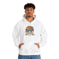 Russian Blue Cat Retro Sunset Hoodie - Heavy Blend Cotton Blend Pullover - Unisex White