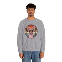 Sphynx Cat 70s Sunset Aviator Sweatshirt - Heavyweight Cotton Blend Crewneck - Unisex White