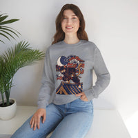 Ninja Cat Ukiyo-e Samurai Sweatshirt - Soft Heavyweight Fleece Crewneck - Unisex White