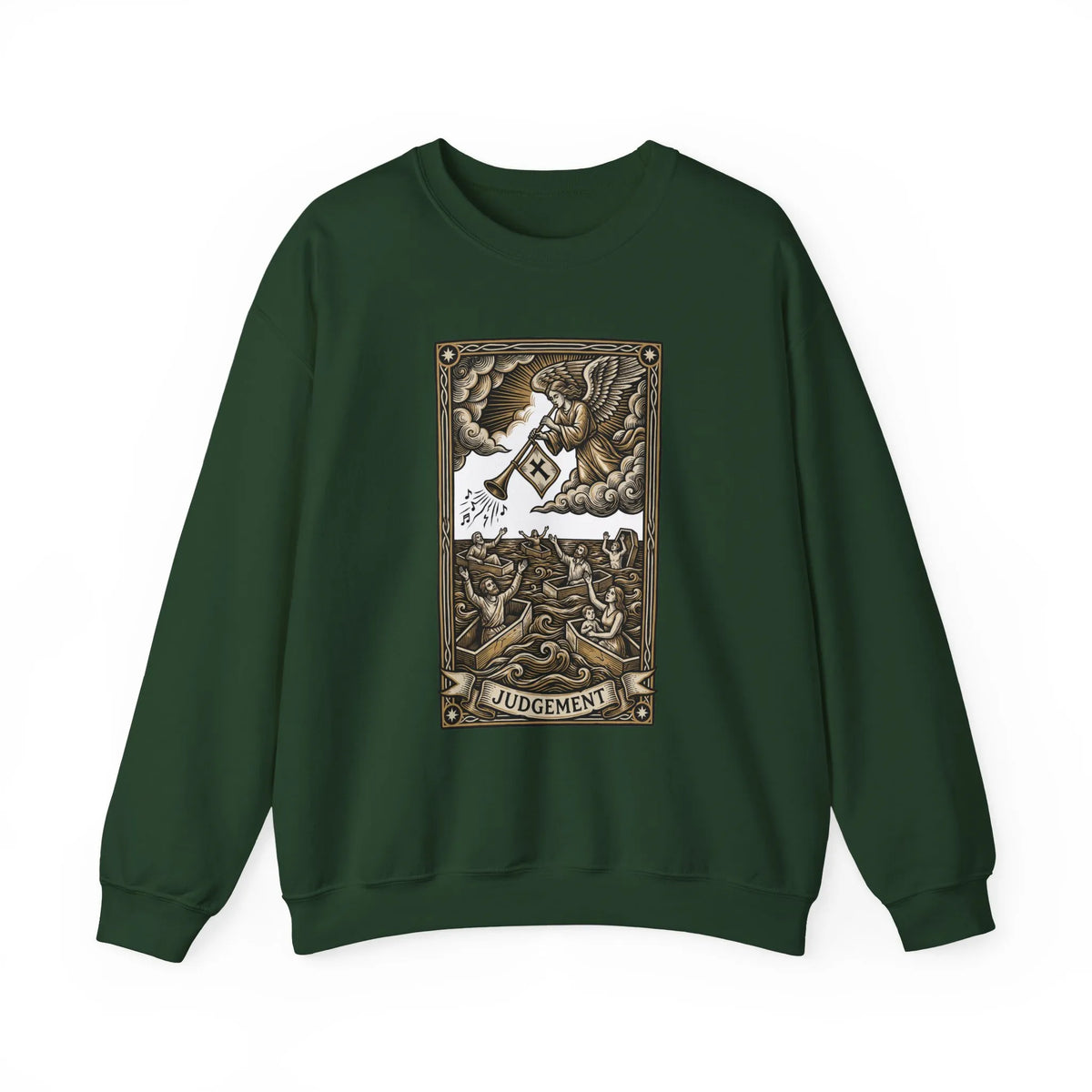 Judgement Tarot Card Graphic Sweatshirt - Heavy Blend Classic Fit Crewneck - Unisex White