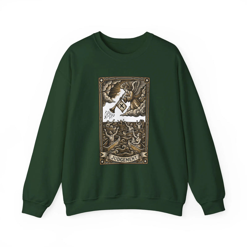 Judgement Tarot Card Graphic Sweatshirt - Heavy Blend Classic Fit Crewneck - Unisex White
