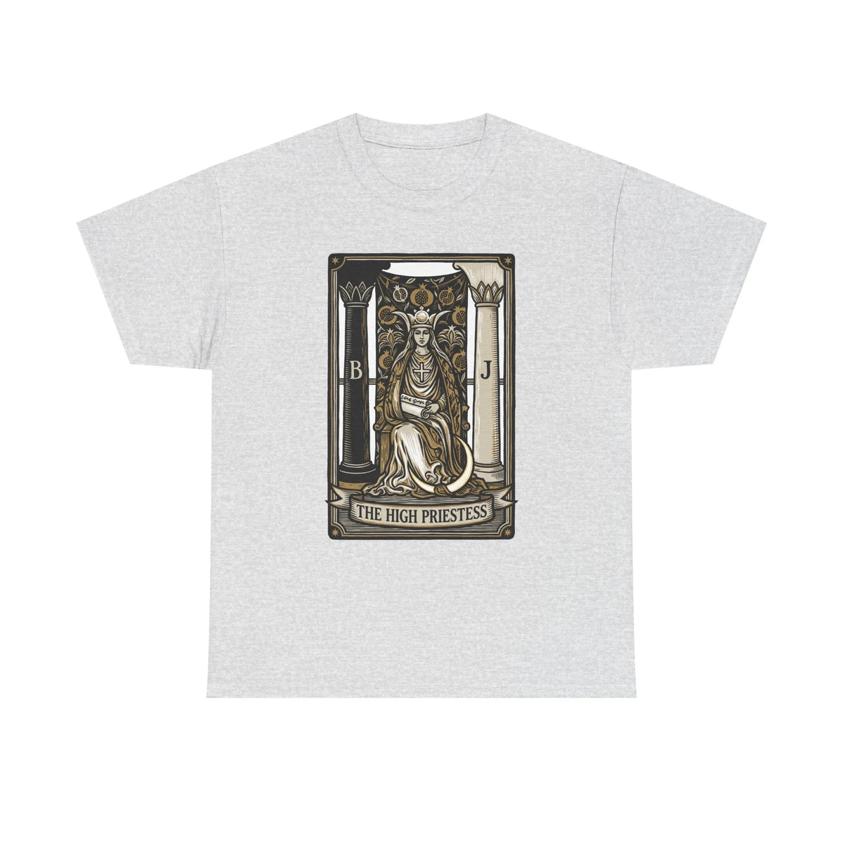 The High Priestess Tarot Card T-Shirt - Heavy Cotton Classic Fit Tee - Unisex White