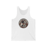 Garmr Odin's Wolves Norse Woodcut Tank Top - Soft Lightweight Cotton Jersey - Unisex White