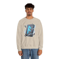 Ansuz Rune Divine Speech Graphic Sweatshirt - Heavy Blend Fleece Crewneck - Unisex White