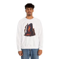 Nauthiz Rune Need-Fire Graphic Sweatshirt - Heavy Blend Crewneck Fleece - Unisex White
