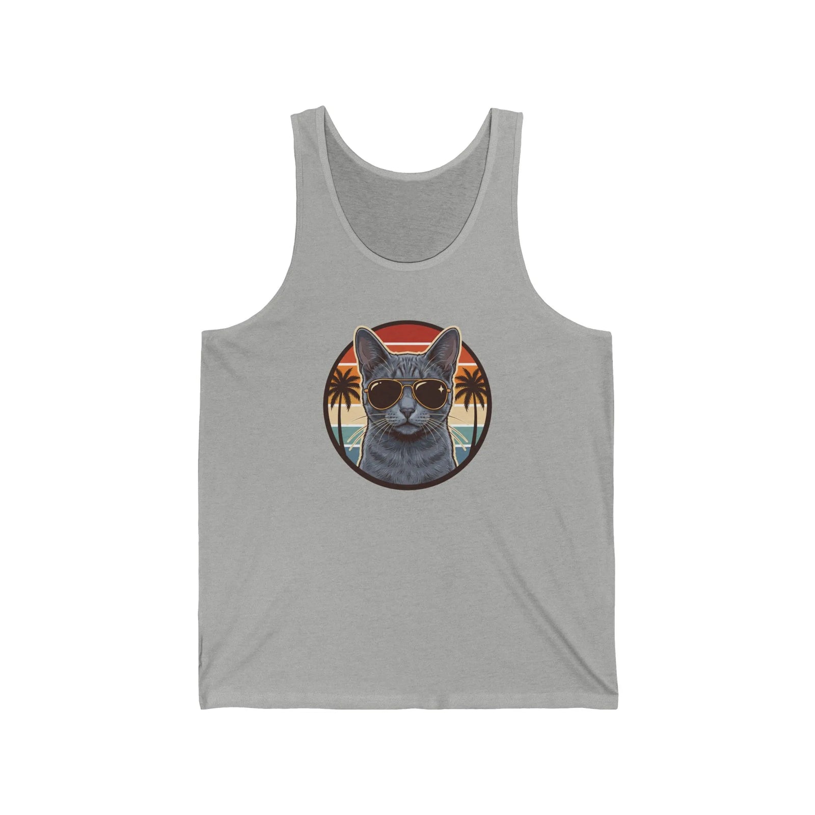 Russian Blue Cool Cat Aviators Tank Top - Lightweight Jersey Retail Fit - Unisex White