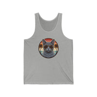 Russian Blue Cool Cat Aviators Tank Top - Lightweight Jersey Retail Fit - Unisex White