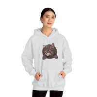 Viking Berserker Cat Warpaint Hoodie - Soft Cotton-Poly Fleece Pullover - Unisex Ash