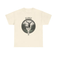 Elhaz Protection Rune Elk Graphic T-Shirt - Heavy Cotton Classic Fit Tee - Unisex White