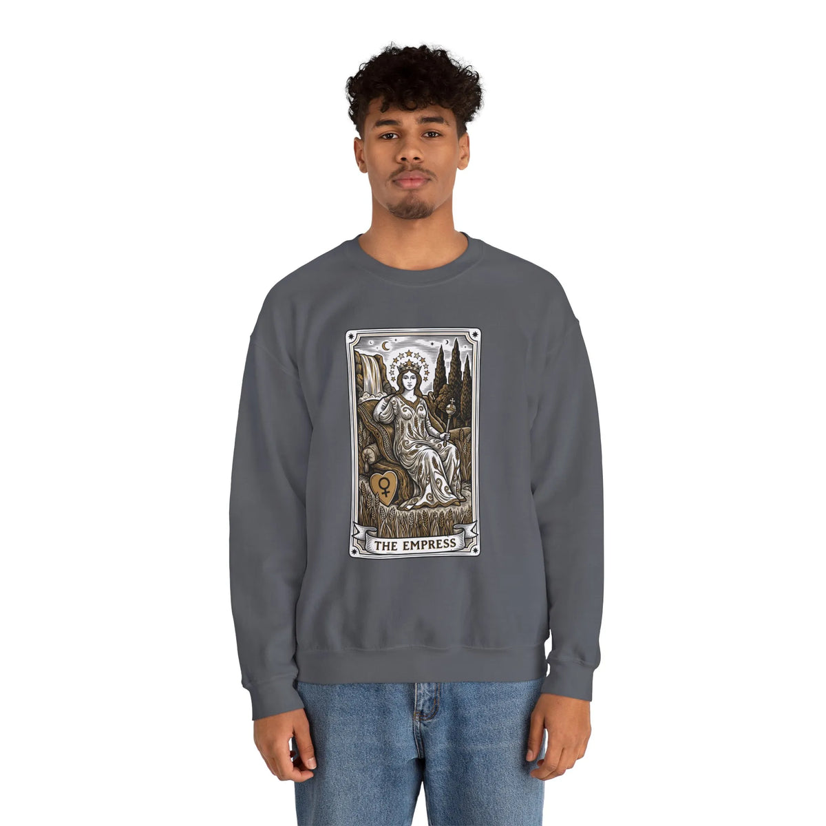 Major Arcana Empress Tarot Card Sweatshirt - Soft Heavy Blend Crewneck - Unisex White
