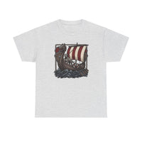 Viking Berserker Dogs Longship T-Shirt - Heavy Cotton Classic Fit Tee - Unisex White