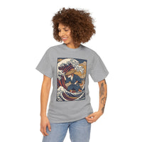Ronin and the Wave Ukiyo-e T-Shirt - Heavy Cotton Classic Fit Tee - Unisex Off White
