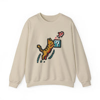 8-Bit Pixel Gaming Cats Sweatshirt - Heavy Blend Fleece Crewneck - Unisex White