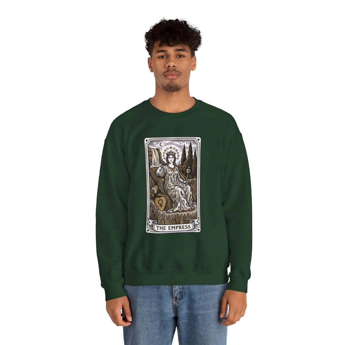 Major Arcana Empress Tarot Card Sweatshirt - Soft Heavy Blend Crewneck - Unisex White
