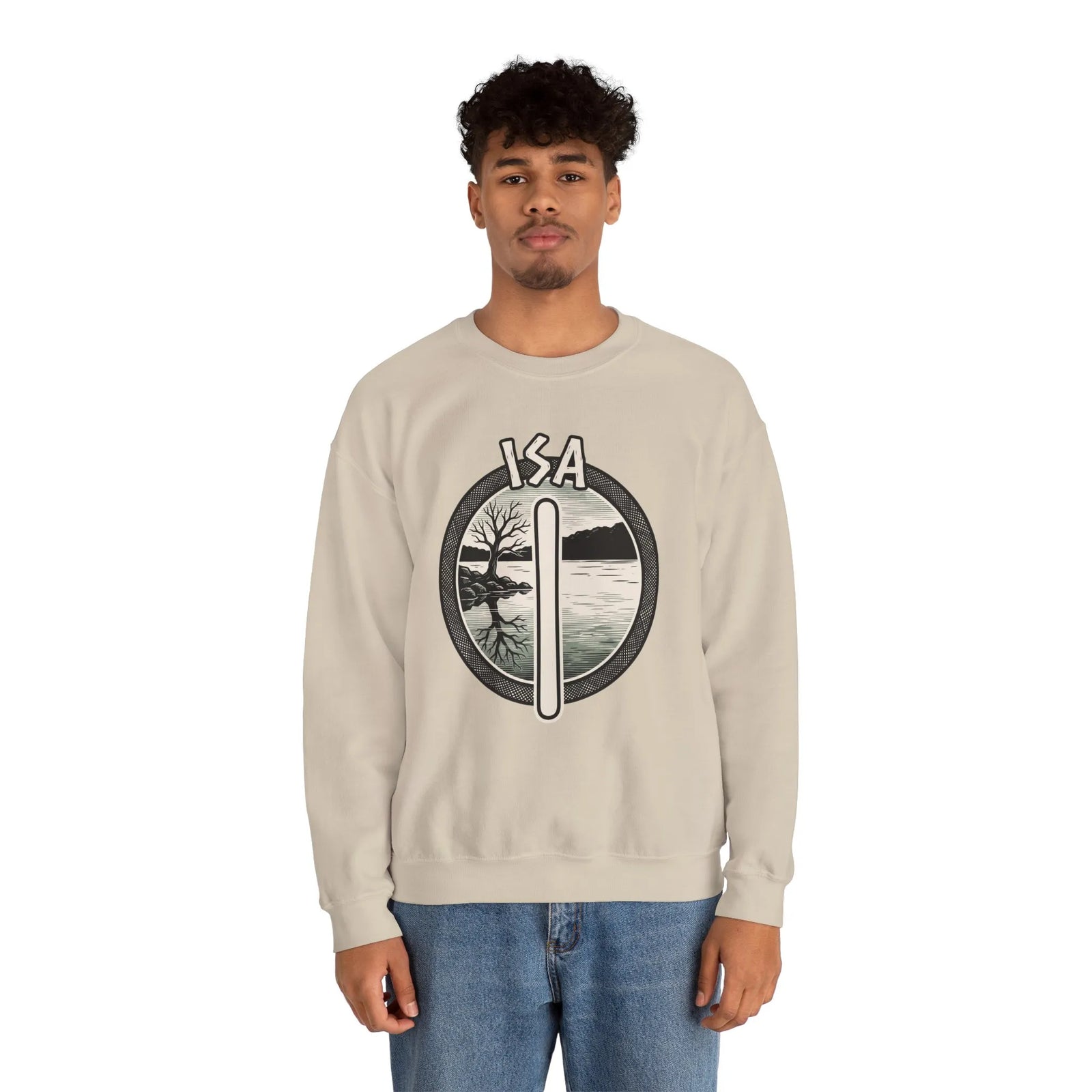 Isa Rune Ice Stillness Sweatshirt - Heavy Blend Crewneck Fleece - Unisex White