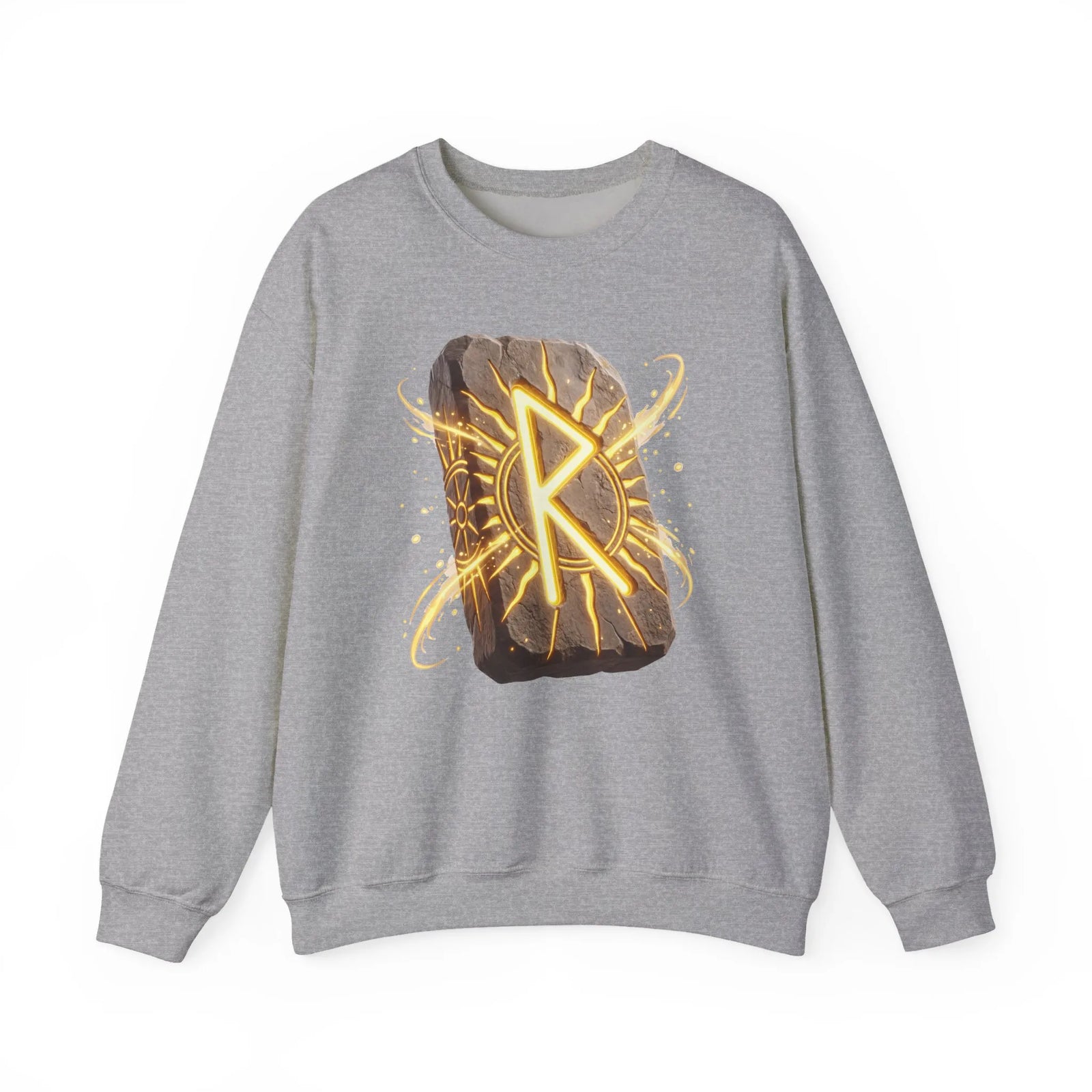 Raido Rune Journey Wheel Sweatshirt - Heavy Blend Classic Crewneck - Unisex White