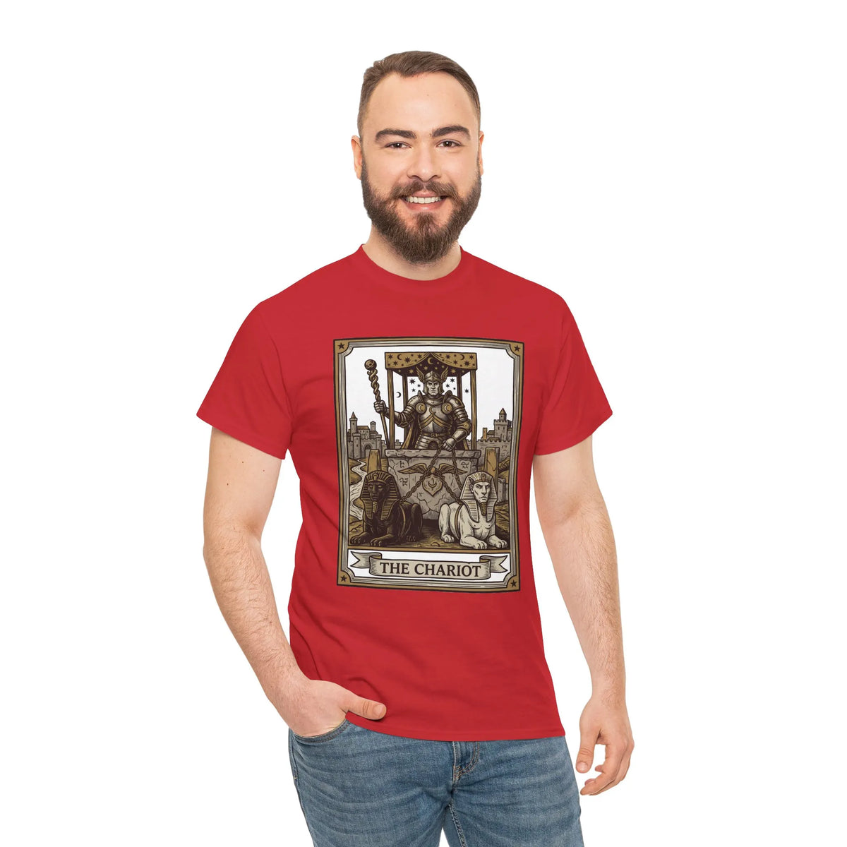 The Chariot Tarot Card T-Shirt - Heavy Cotton Classic Fit Tee - Unisex White