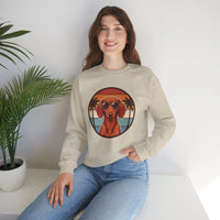 Dachshund Sunset Aviators Sweatshirt - Heavy Blend Fleece Crewneck - Unisex White