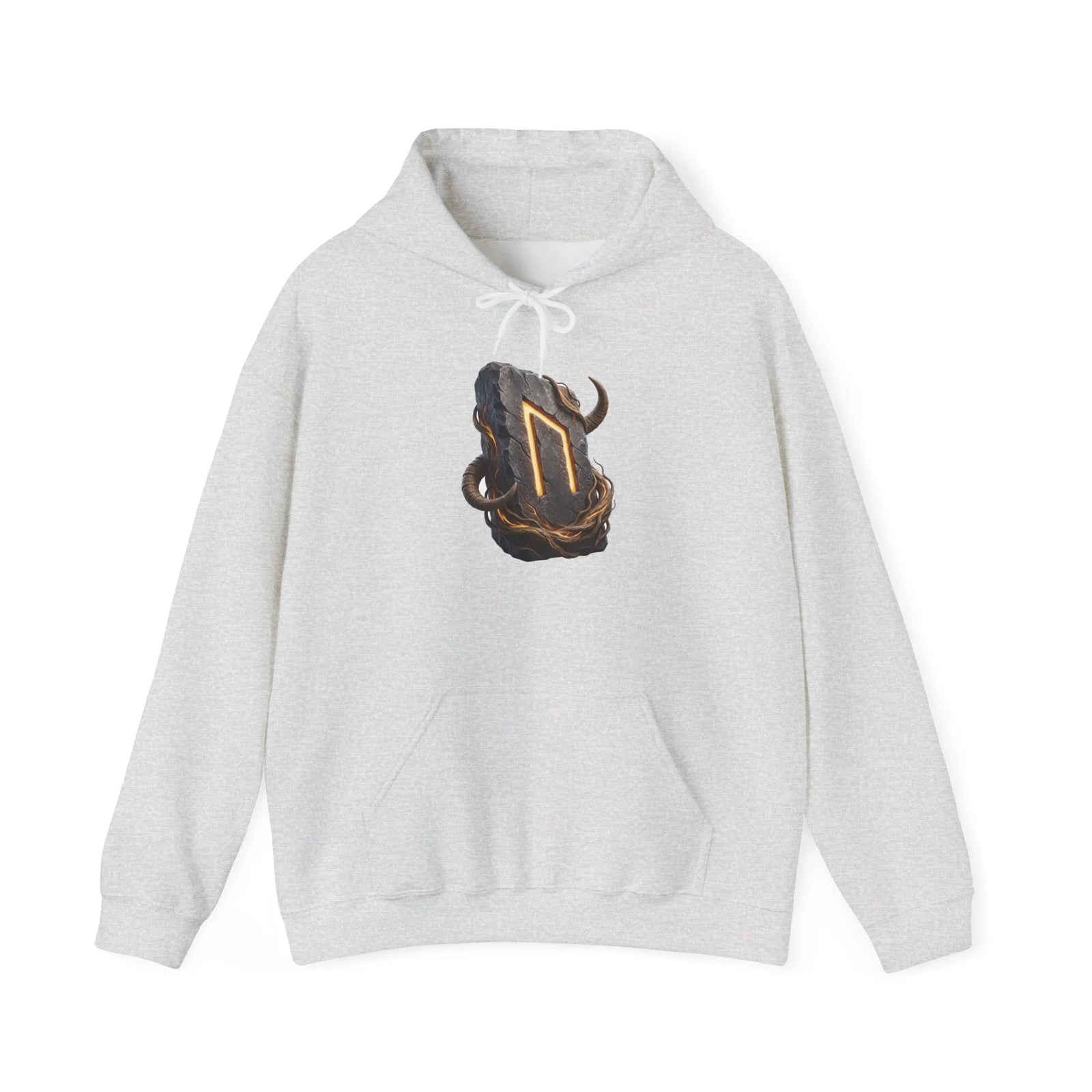 Uruz Runic Symbol Hoodie - Heavy Blend Fleece Pullover - Unisex Off White