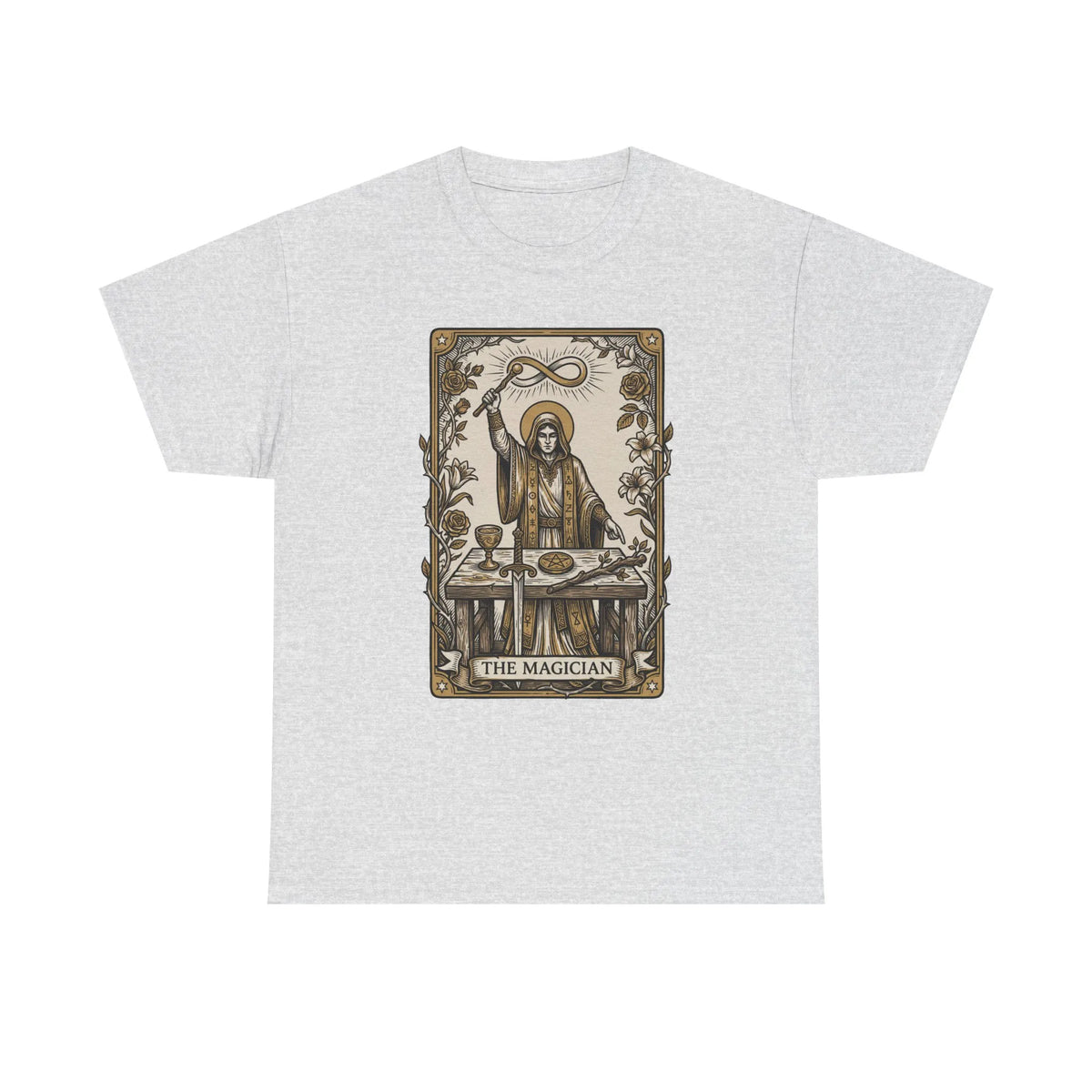 The Magician Tarot Card T-Shirt - Heavyweight 100% Cotton Classic Tee - Unisex White