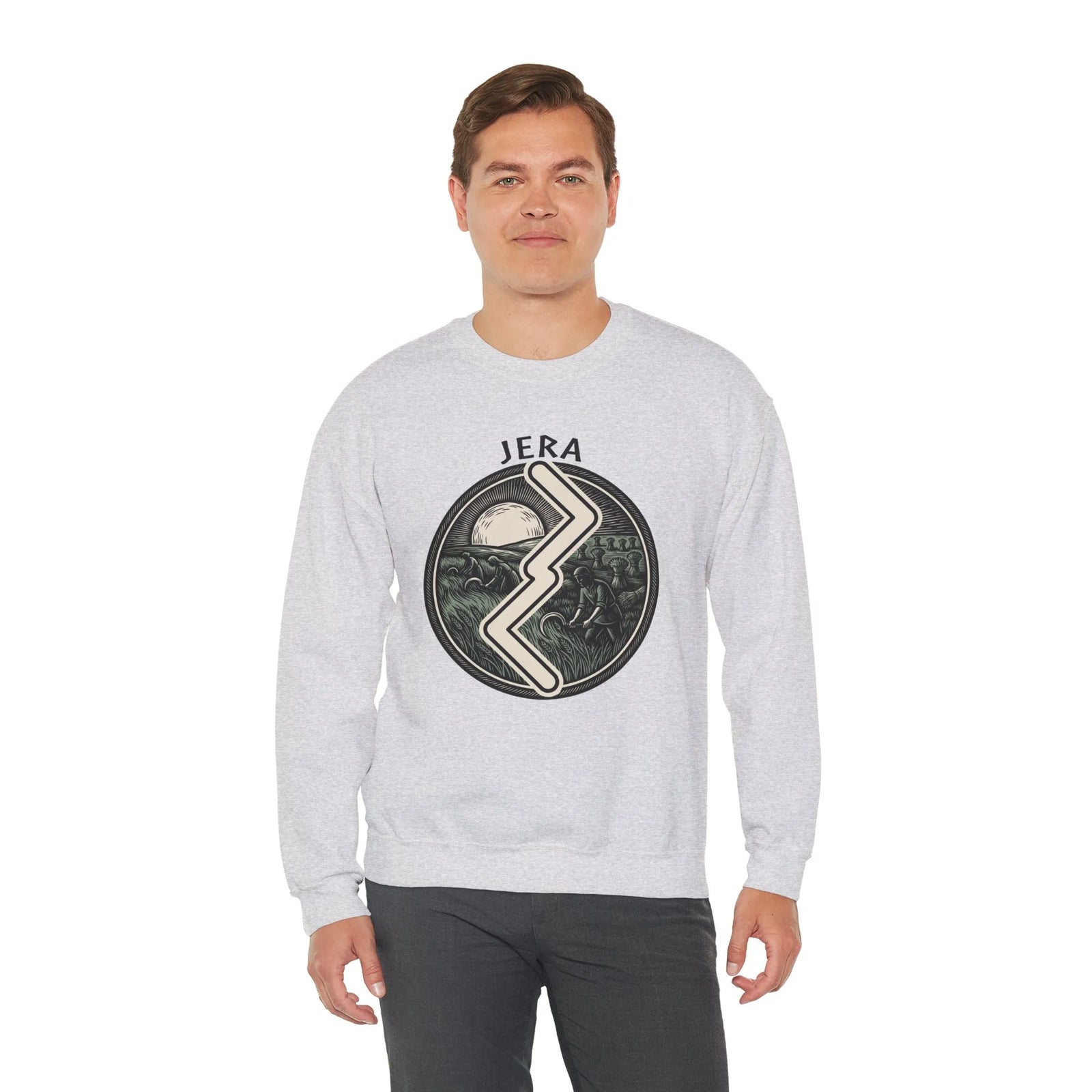 Jera Rune Harvest Field Sweatshirt - Medium Weight Cotton Blend Crewneck - Unisex White