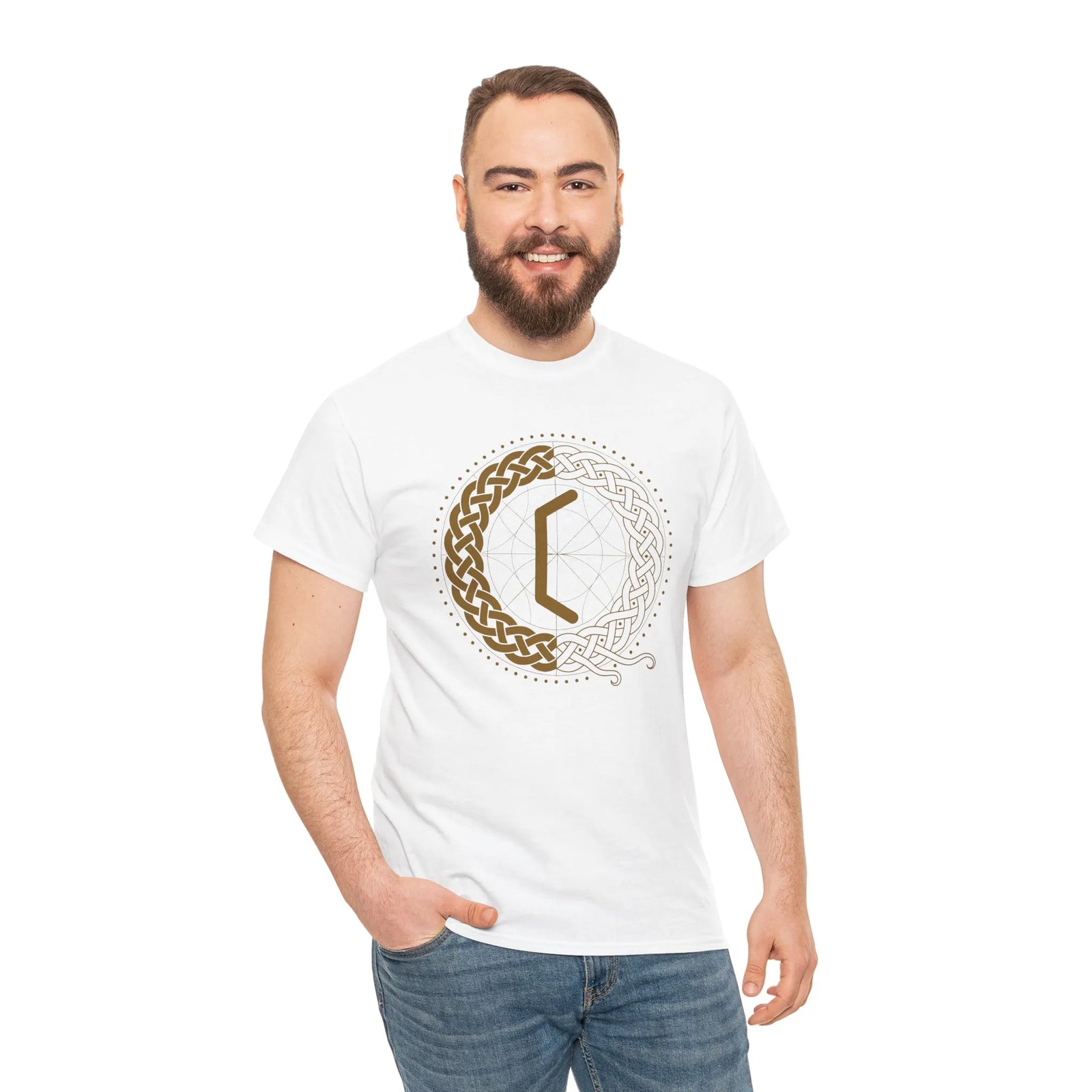 Perthro Rune Lot Cup T-Shirt - Heavy Cotton Classic Fit Tee - Unisex White