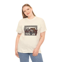 Freyja's Cats Chariot Graphic T-Shirt - Heavy Cotton Classic Fit Tee - Unisex White